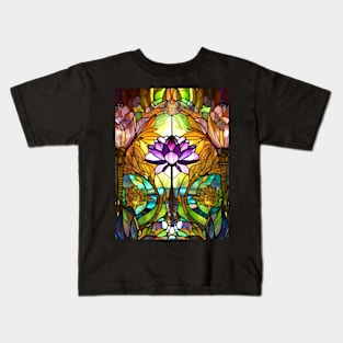 Stained Glass Lotus Flower Kids T-Shirt